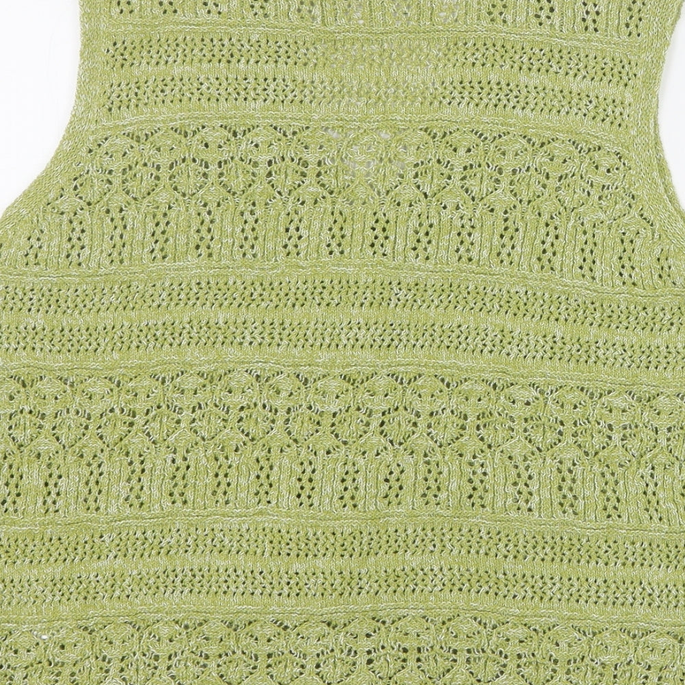 Marks and Spencer Womens Green V-Neck  Cotton Vest Jumper Size S