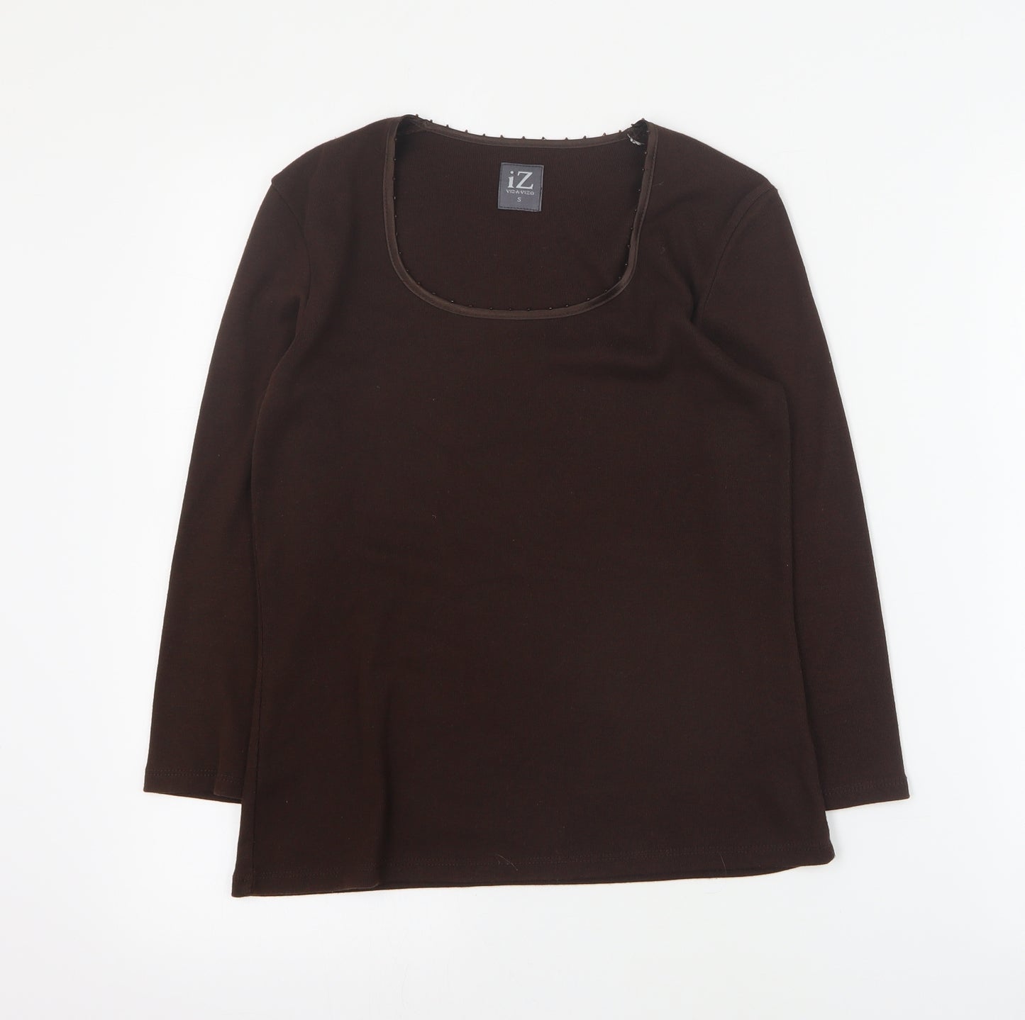 IZ Womens Brown Square Neck  Polyester Pullover Jumper Size S