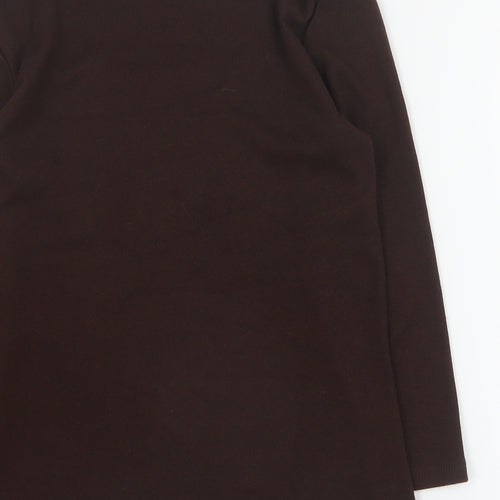 IZ Womens Brown Square Neck  Polyester Pullover Jumper Size S