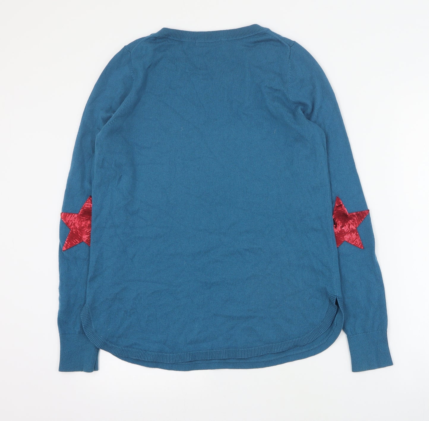 Boden Womens Blue Round Neck  Wool Pullover Jumper Size M   - Stars