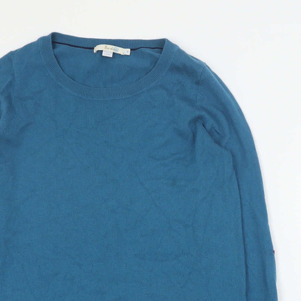 Boden Womens Blue Round Neck  Wool Pullover Jumper Size M   - Stars