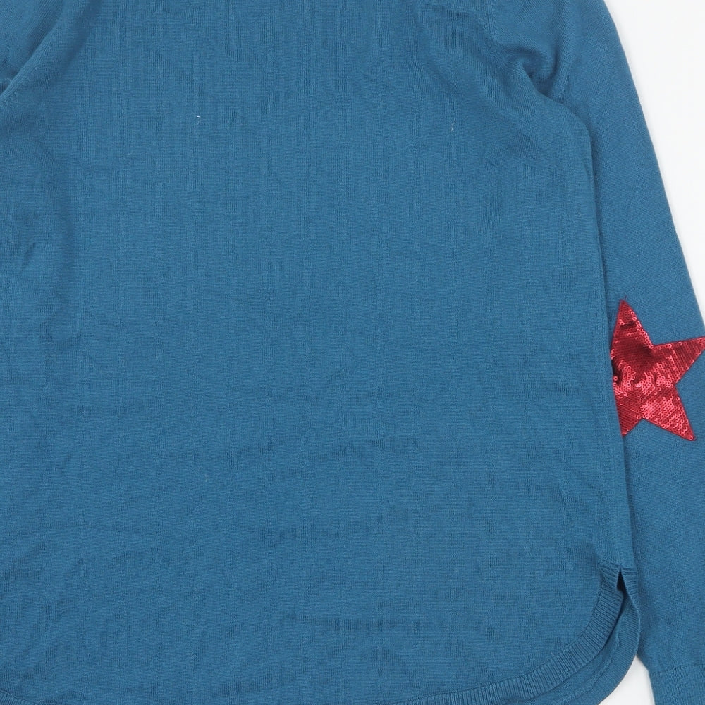 Boden Womens Blue Round Neck  Wool Pullover Jumper Size M   - Stars