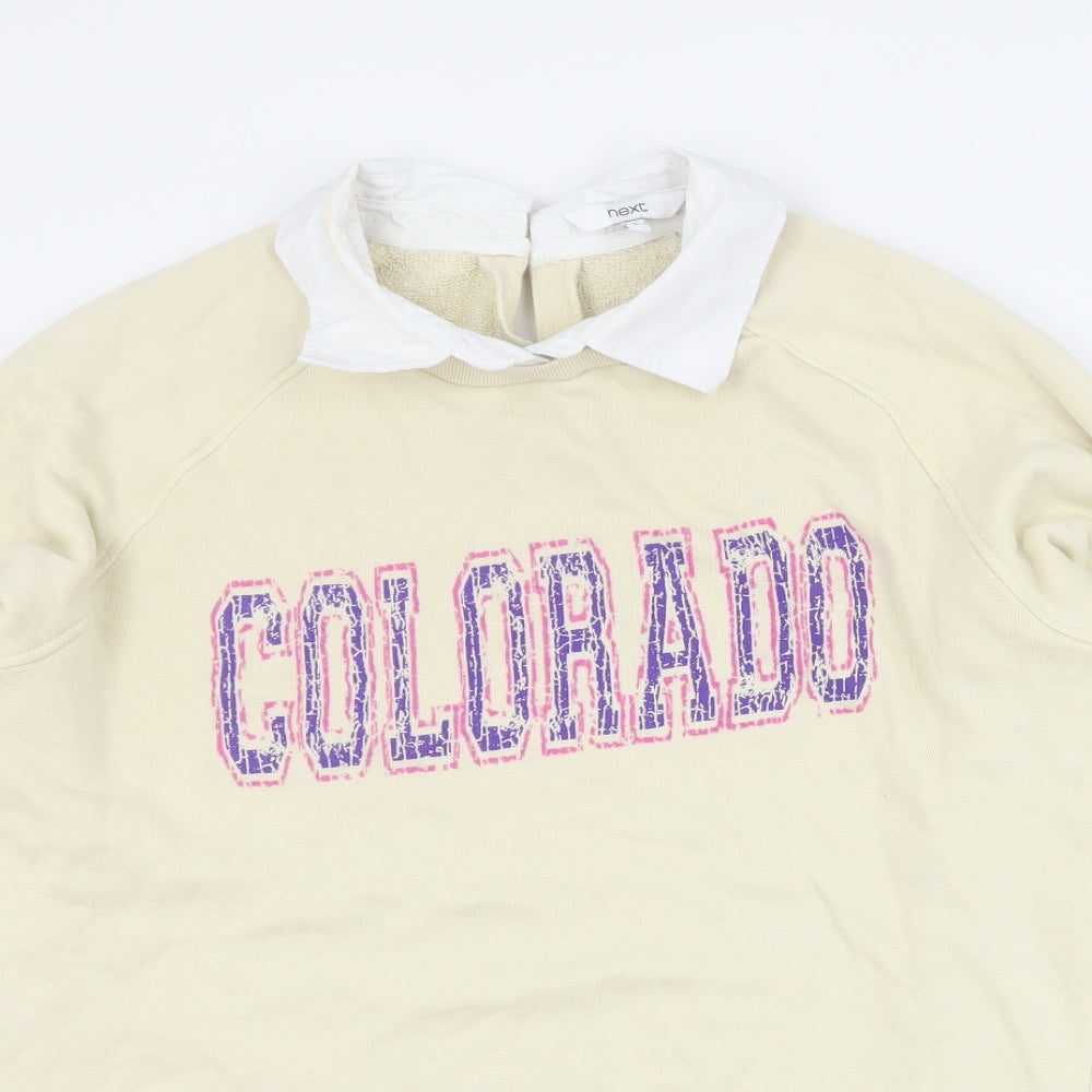 NEXT Womens Beige  Cotton Pullover Sweatshirt Size L  Pullover