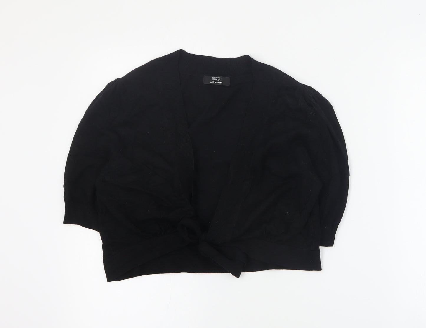 Marks and Spencer Womens Black V-Neck  Viscose Cardigan Jumper Size 16