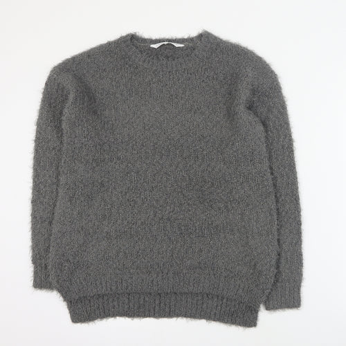 Amara Raya Womens Grey Round Neck  Polyester Pullover Jumper Size S