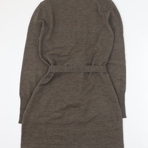 Laura Ashley Womens Brown V-Neck  Wool Cardigan Jumper Size 16