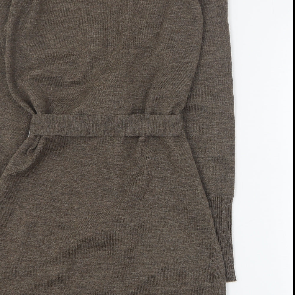 Laura Ashley Womens Brown V-Neck  Wool Cardigan Jumper Size 16