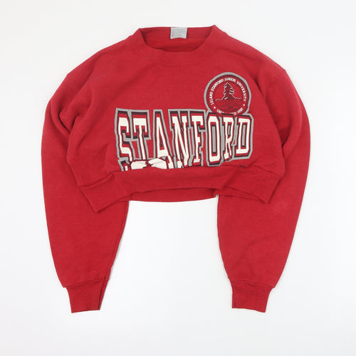 Americas Finest Womens Red  Polyester Pullover Sweatshirt Size L  Pullover - Cropped