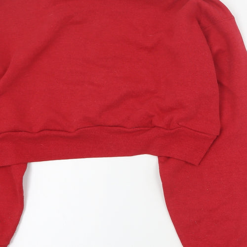 Americas Finest Womens Red  Polyester Pullover Sweatshirt Size L  Pullover - Cropped