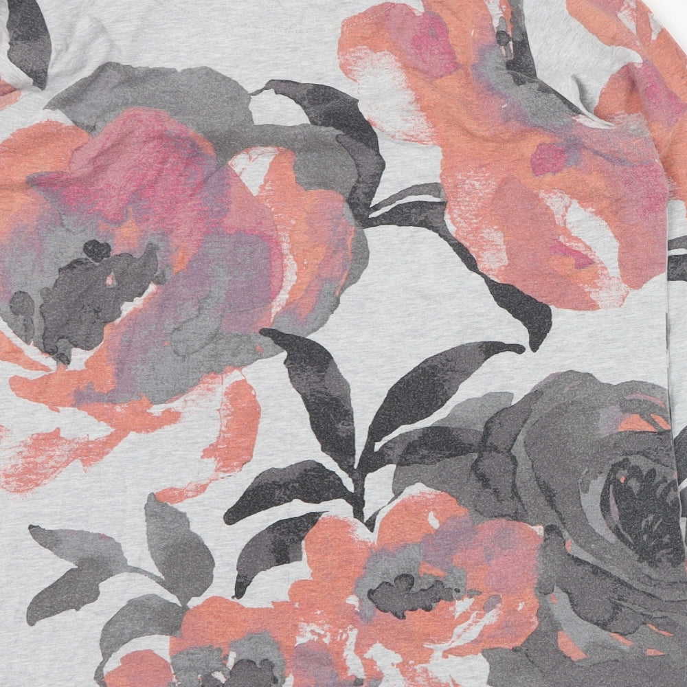 D & Co Womens Grey Floral Cotton Pullover Sweatshirt Size S  Pullover