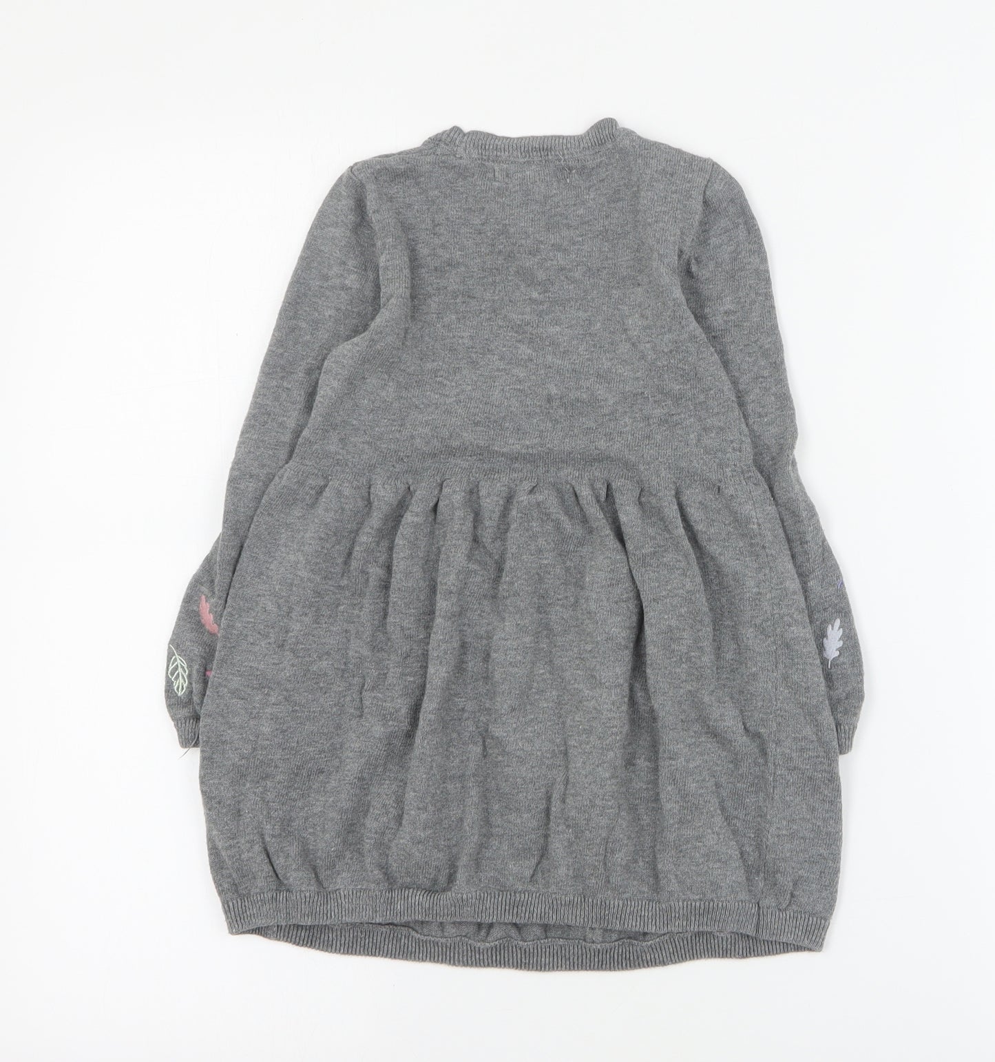 Nula Bug Girls Grey  Cotton Jumper Dress  Size 3-4 Years  Round Neck Pullover