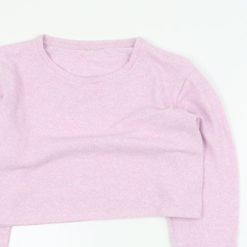 Matalan Girls Pink Round Neck  Polyester Pullover Jumper Size 12 Years  Pullover - Cropped