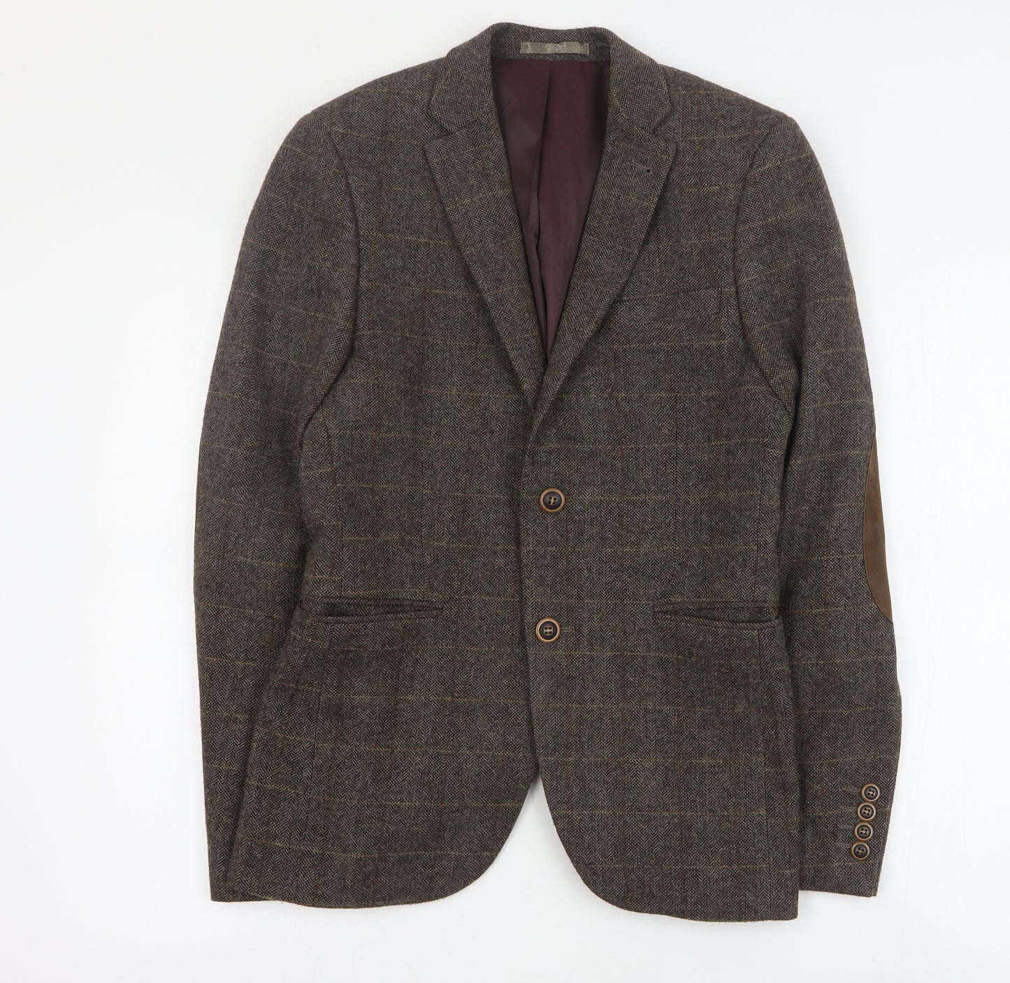 Cedar Wood State Mens Brown Plaid Wool Jacket Suit Jacket Size XS