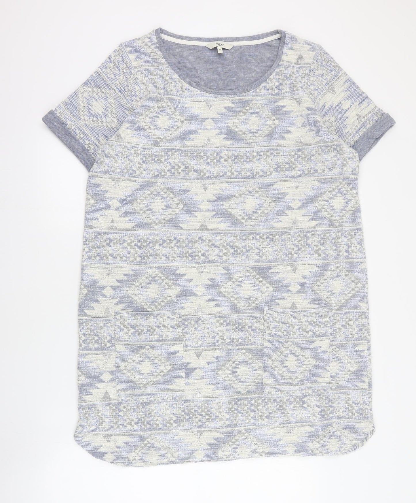 NEXT Womens Blue Geometric Cotton Jumper Dress  Size 20  Round Neck Pullover