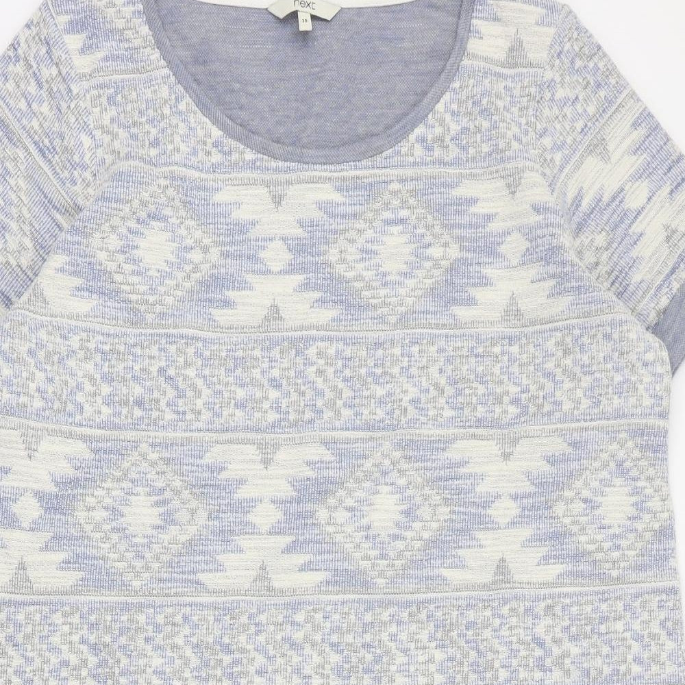 NEXT Womens Blue Geometric Cotton Jumper Dress  Size 20  Round Neck Pullover