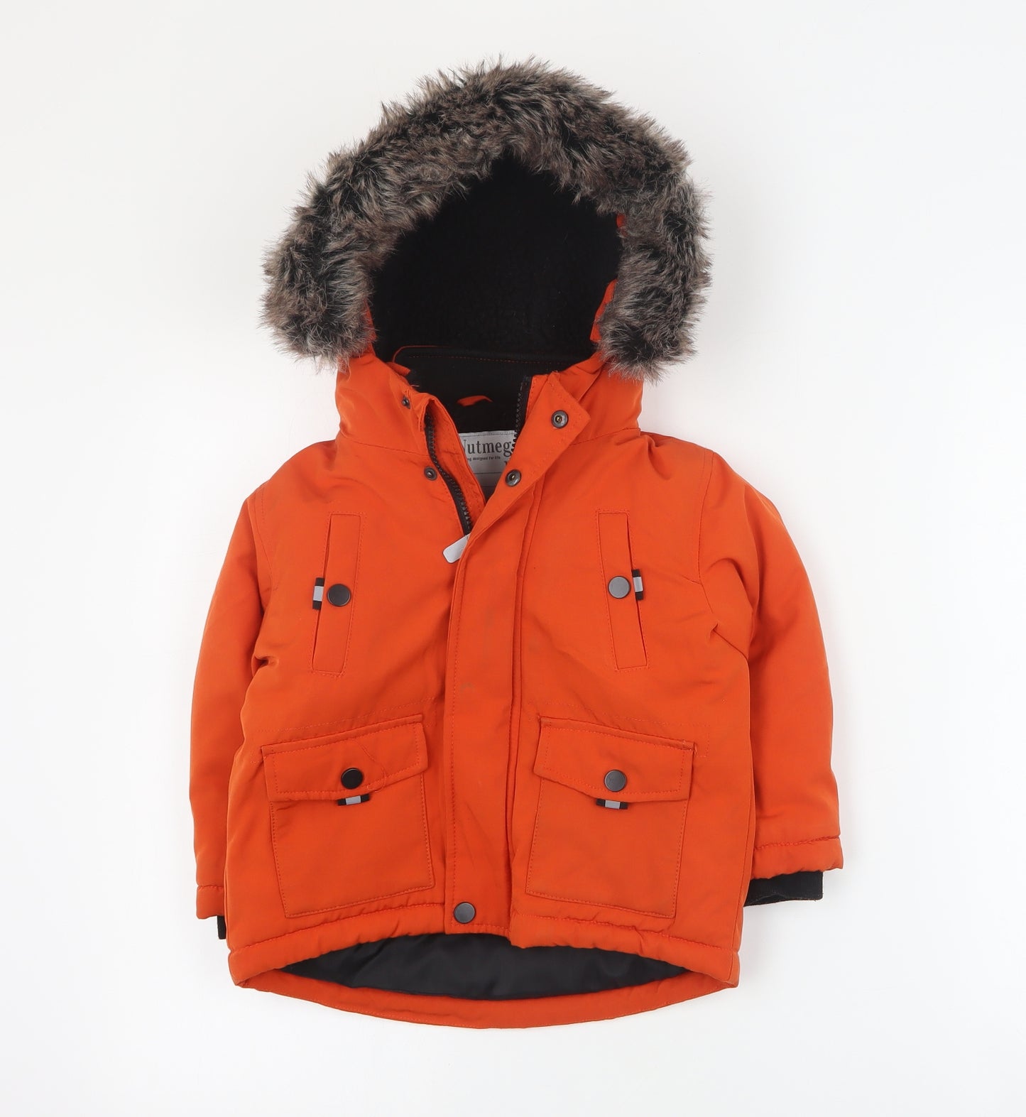 Nutmeg Baby Orange   Parka Coat Size 18-24 Months   Zip