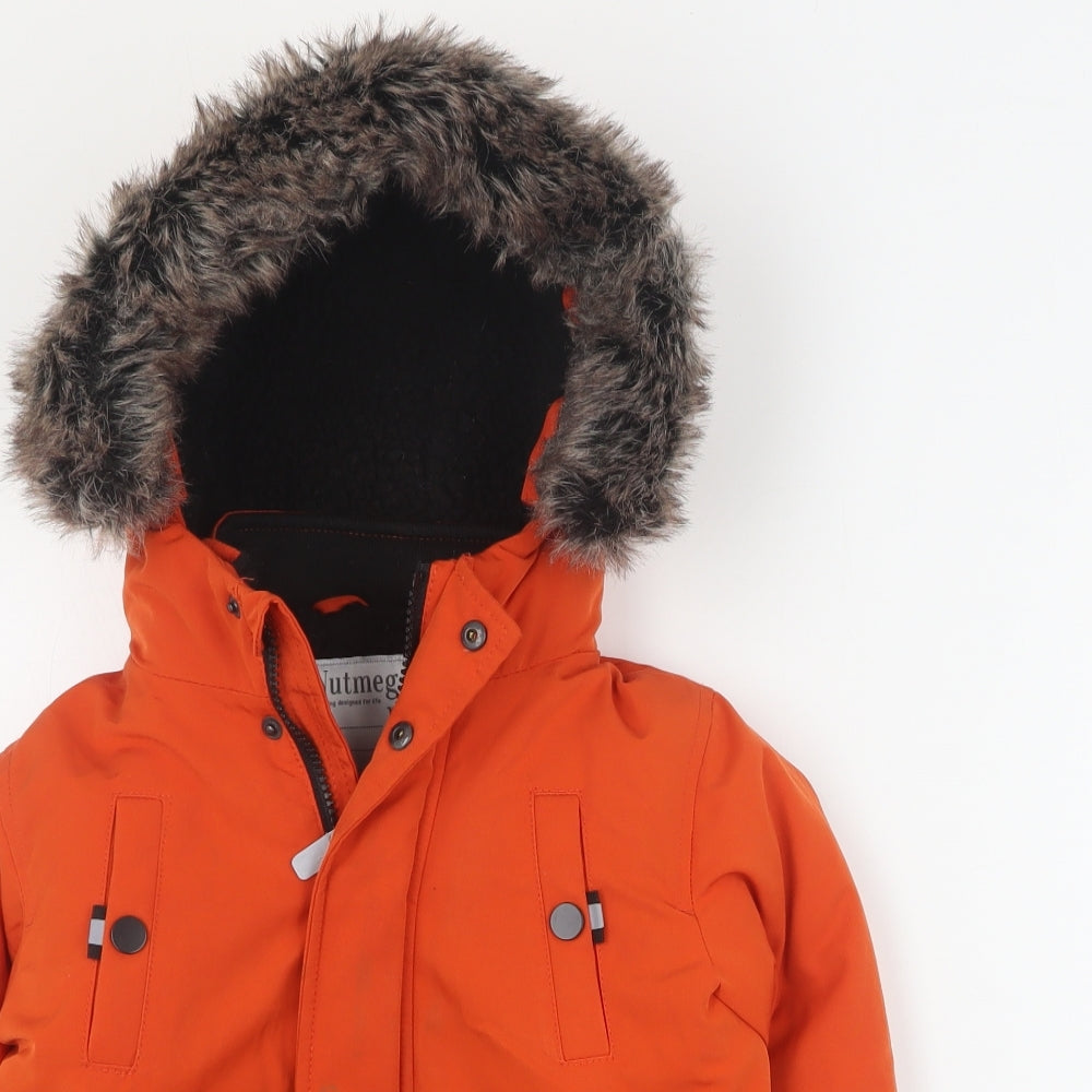 Nutmeg Baby Orange   Parka Coat Size 18-24 Months   Zip