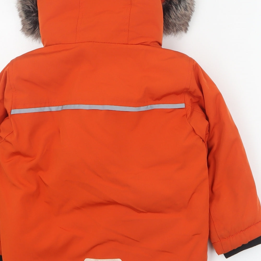 Nutmeg Baby Orange   Parka Coat Size 18-24 Months   Zip