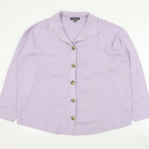 Primark Womens Purple Collared  Acrylic Cardigan Jumper Size L