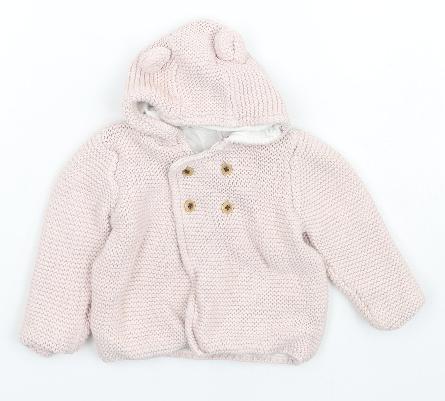 Marks and Spencer Girls Pink Floral  Jacket  Size 9-12 Months   Button