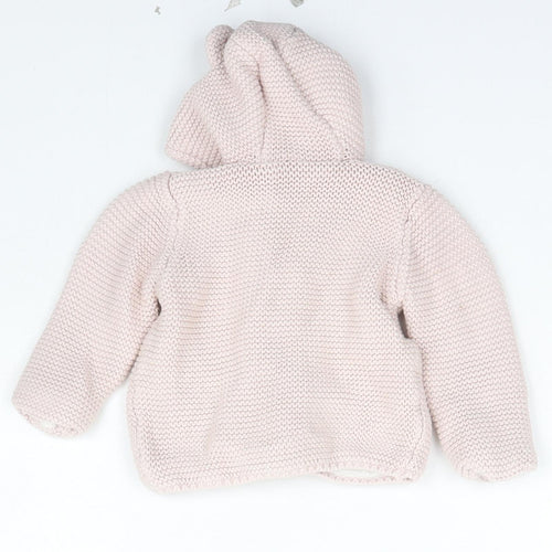 Marks and Spencer Girls Pink Floral  Jacket  Size 9-12 Months   Button