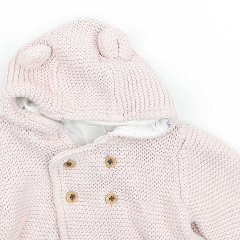 Marks and Spencer Girls Pink Floral  Jacket  Size 9-12 Months   Button