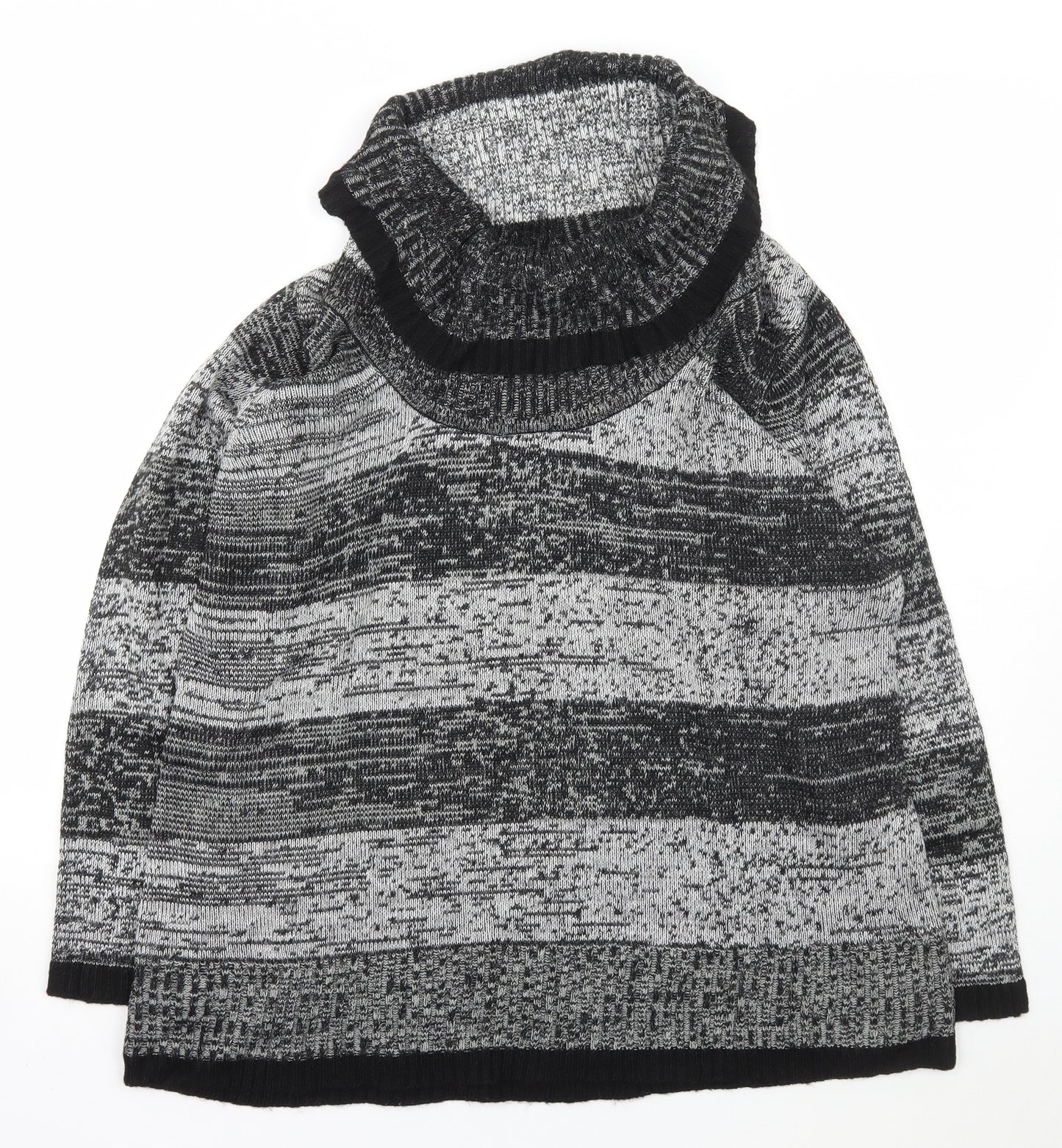 BM Womens Grey Roll Neck  Acrylic Pullover Jumper Size L