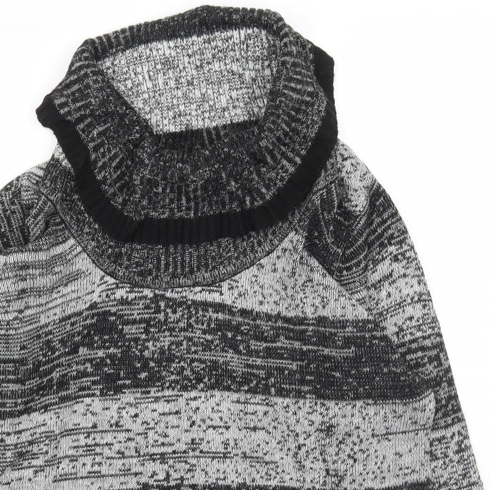 BM Womens Grey Roll Neck  Acrylic Pullover Jumper Size L