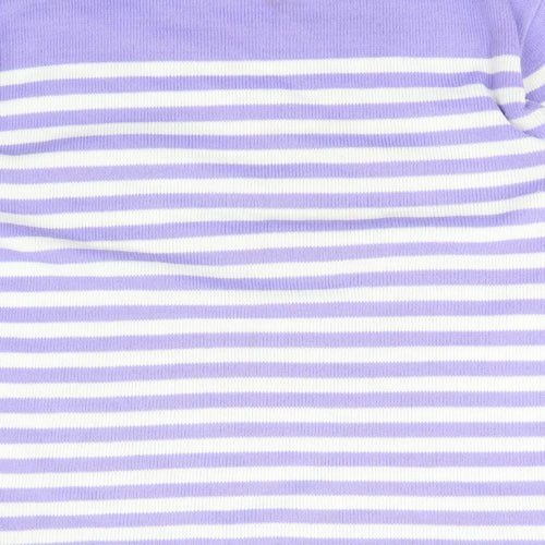 Classic Womens Purple Scoop Neck Striped Acrylic Pullover Jumper Size L