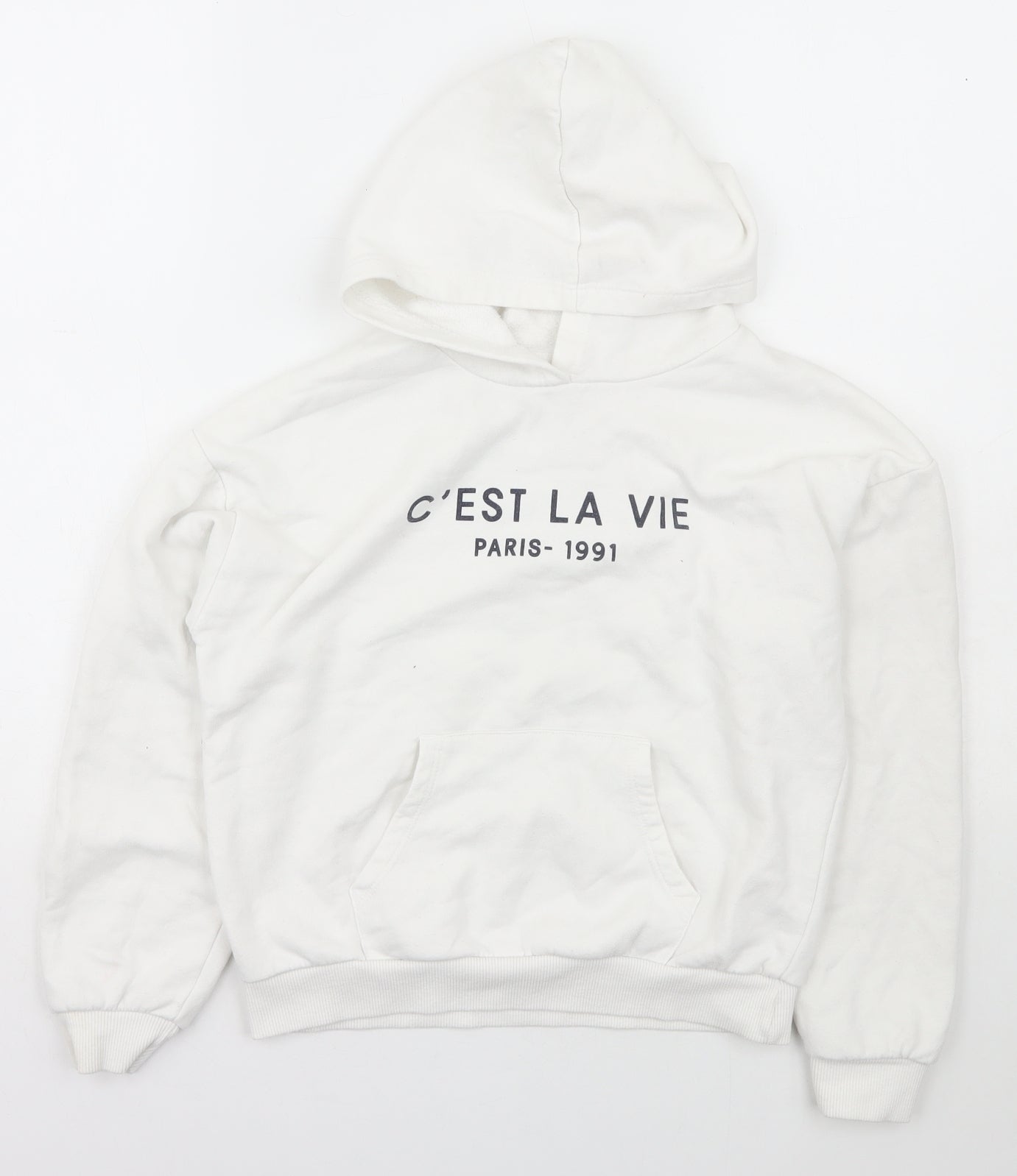Candy Couture Girls Ivory  Cotton Pullover Hoodie Size 12 Years  Pullover