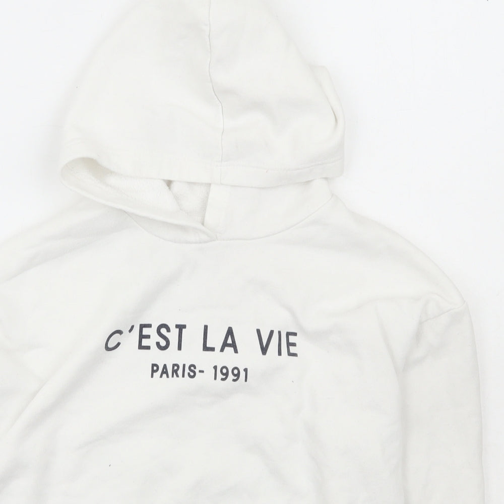 Candy Couture Girls Ivory  Cotton Pullover Hoodie Size 12 Years  Pullover