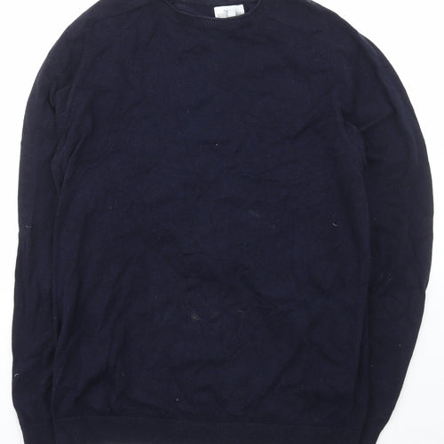 NEXT Mens Blue Square Neck  Cotton Pullover Jumper Size M