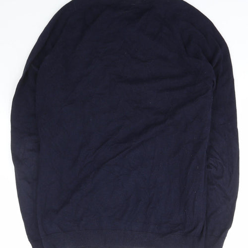NEXT Mens Blue Square Neck  Cotton Pullover Jumper Size M