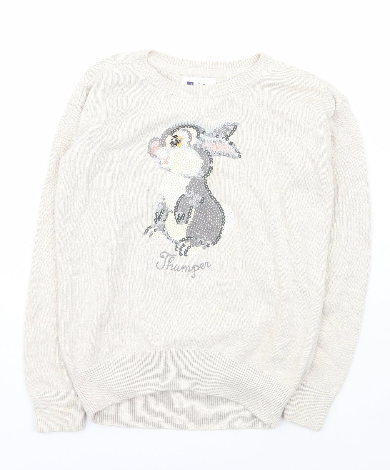 Gap Girls Ivory Scoop Neck  Cotton Pullover Jumper Size 8-9 Years  Pullover - Disney