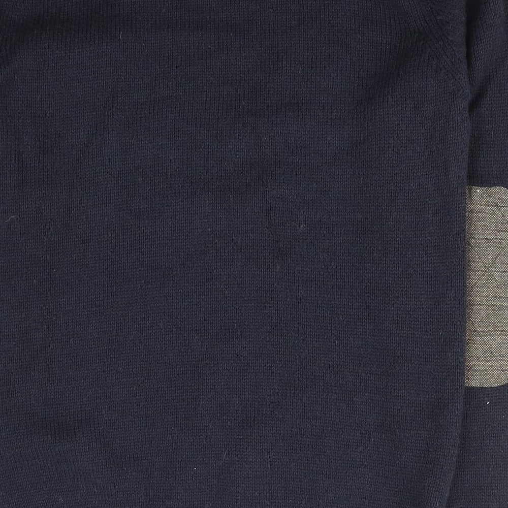 Brave Soul Mens Blue Square Neck  Acrylic Pullover Jumper Size XL