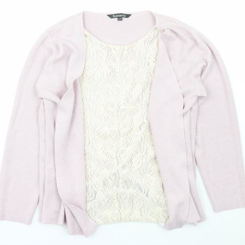 Bonmarché Womens Pink Scoop Neck  Viscose Cardigan Jumper Size 8