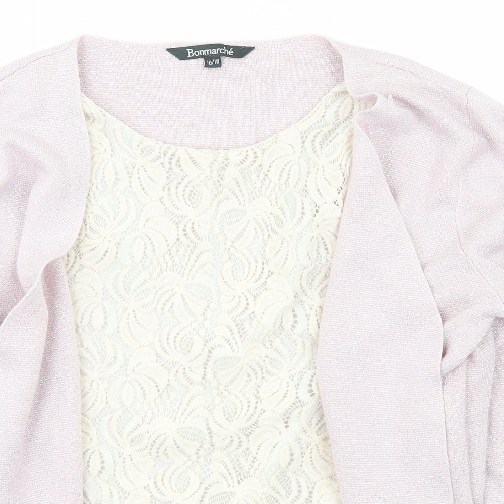 Bonmarché Womens Pink Scoop Neck  Viscose Cardigan Jumper Size 8