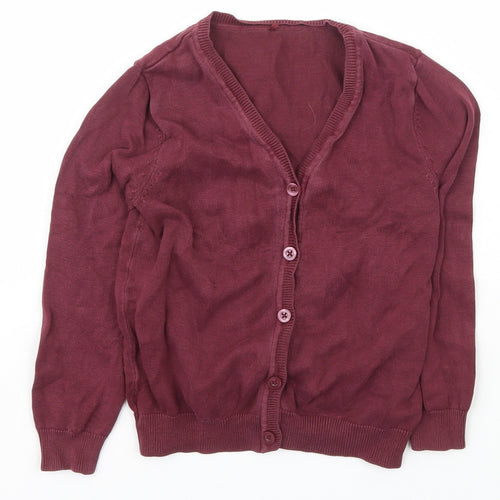 George Girls Purple V-Neck  Cotton Cape Jumper Size 5-6 Years  Button