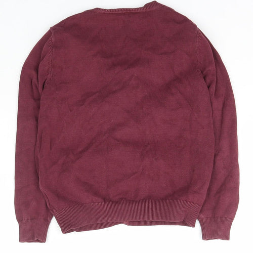 George Girls Purple V-Neck  Cotton Cape Jumper Size 5-6 Years  Button