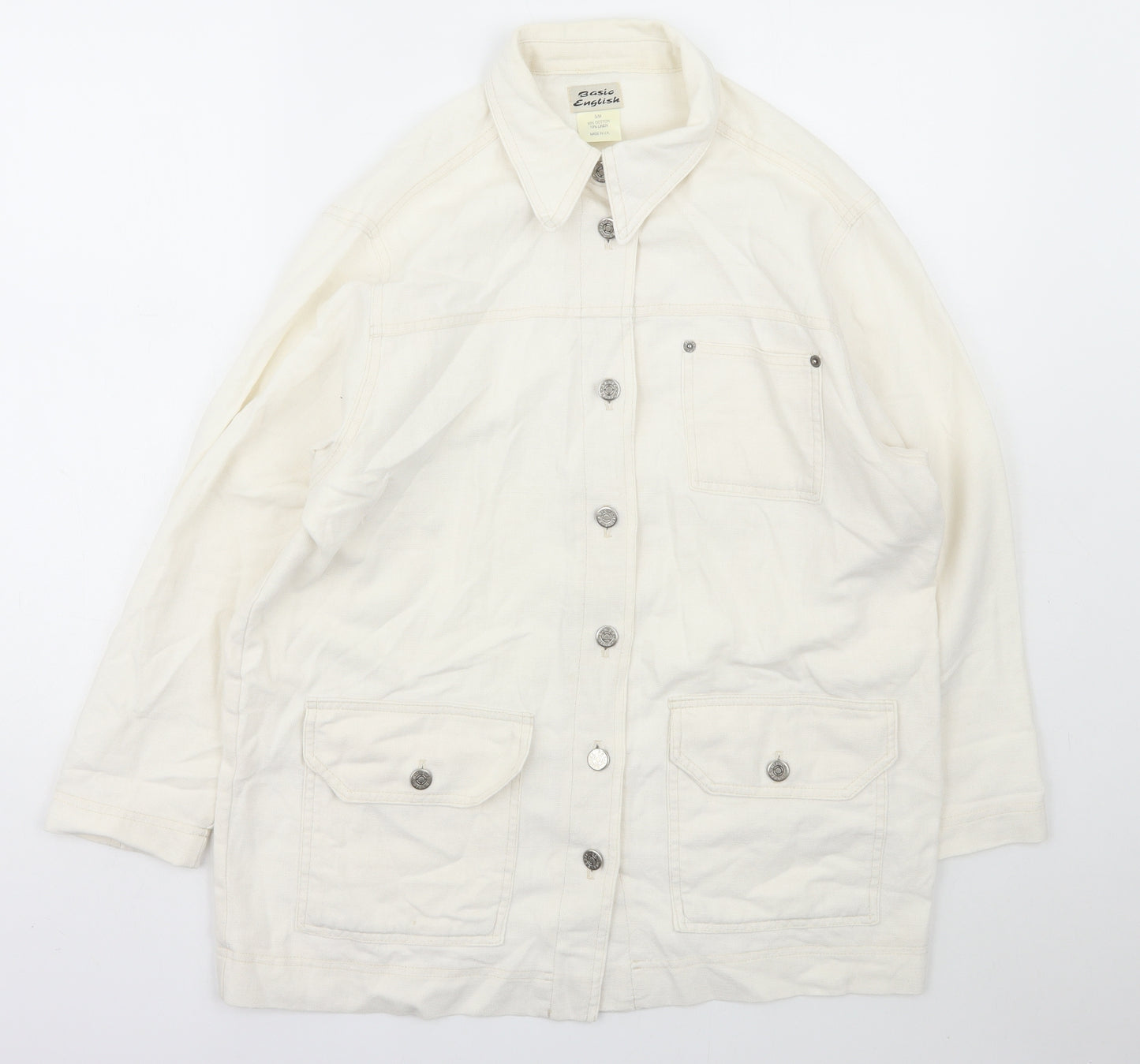 Basic EnglisH Womens Ivory   Jacket  Size M  Button