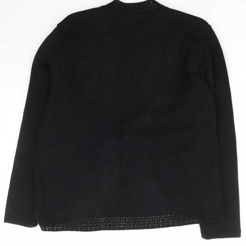 Jenifer Womens Black V-Neck  Acrylic Cardigan Jumper Size M