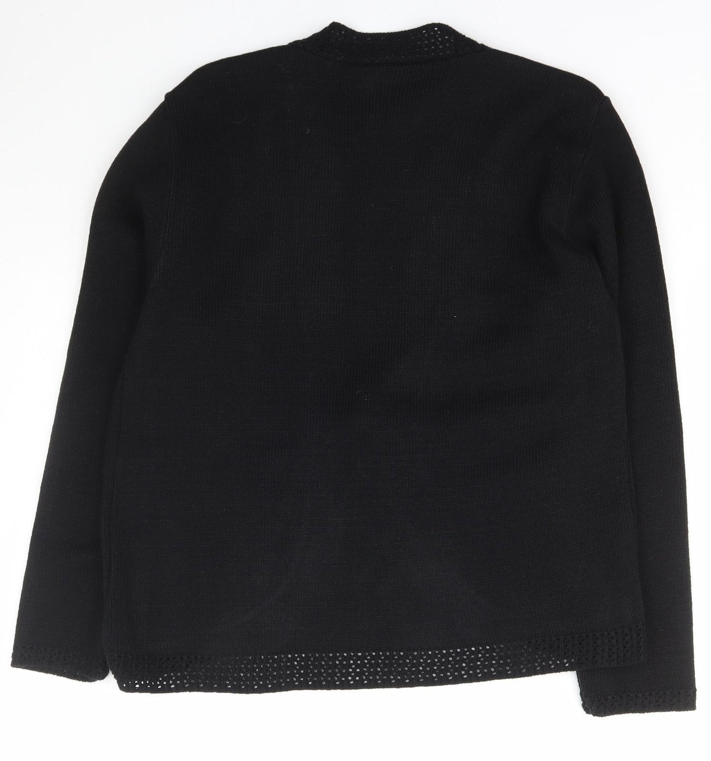 Jenifer Womens Black V-Neck  Acrylic Cardigan Jumper Size M