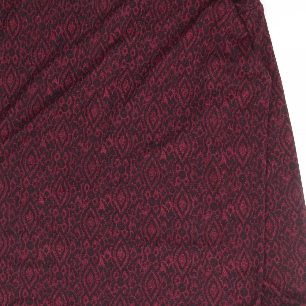 Dunnes Stores Womens Red V-Neck Geometric Polyester Cardigan Jumper Size 16