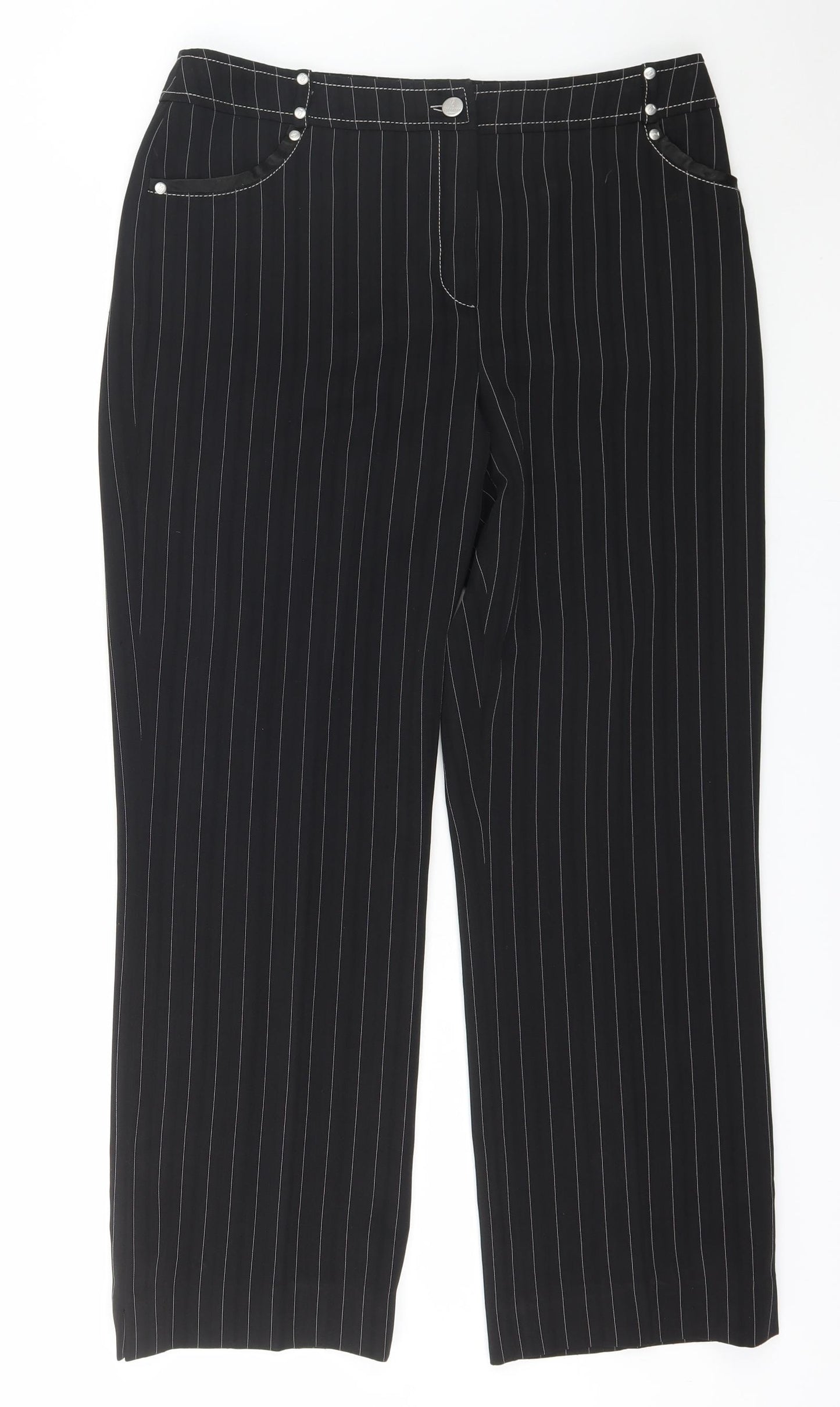 zucchero Womens Black  Polyester Capri Trousers Size 14 L29 in Regular