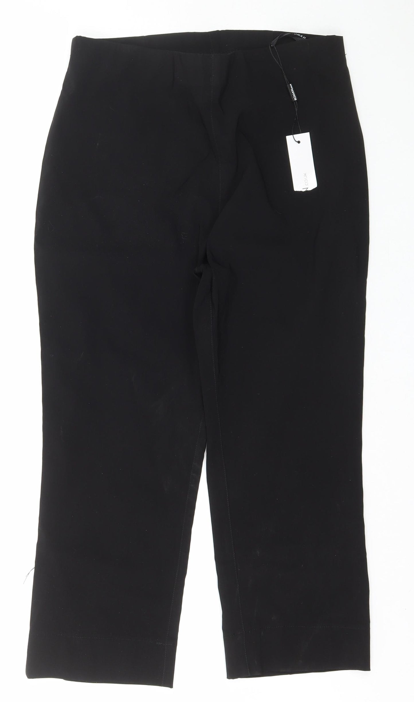Roman Womens Black  Viscose Capri Trousers Size 14 L22 in Regular