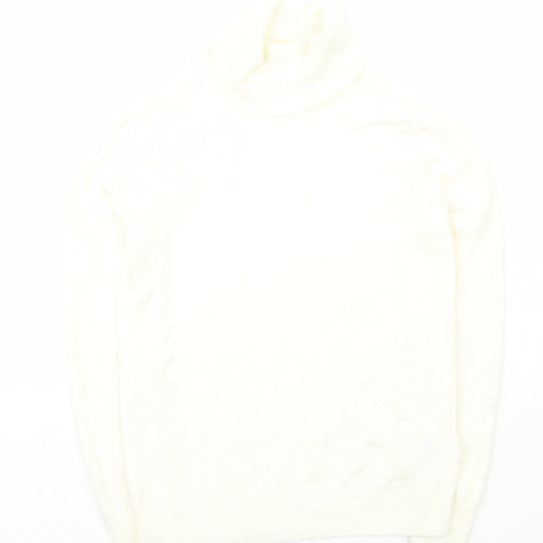 Marks and Spencer Womens Ivory Roll Neck  Acrylic Pullover Jumper Size 6