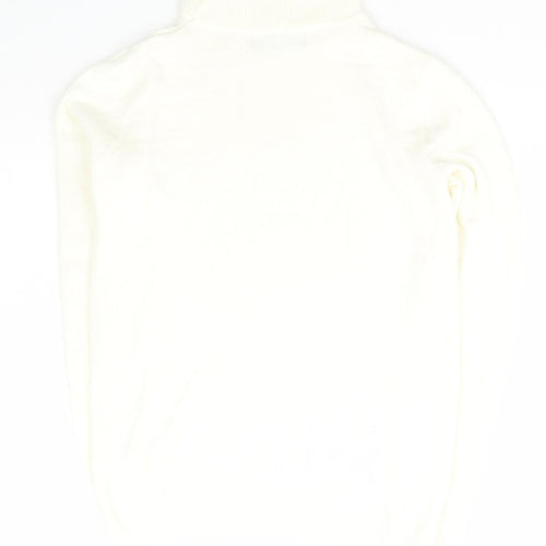 Marks and Spencer Womens Ivory Roll Neck  Acrylic Pullover Jumper Size 6