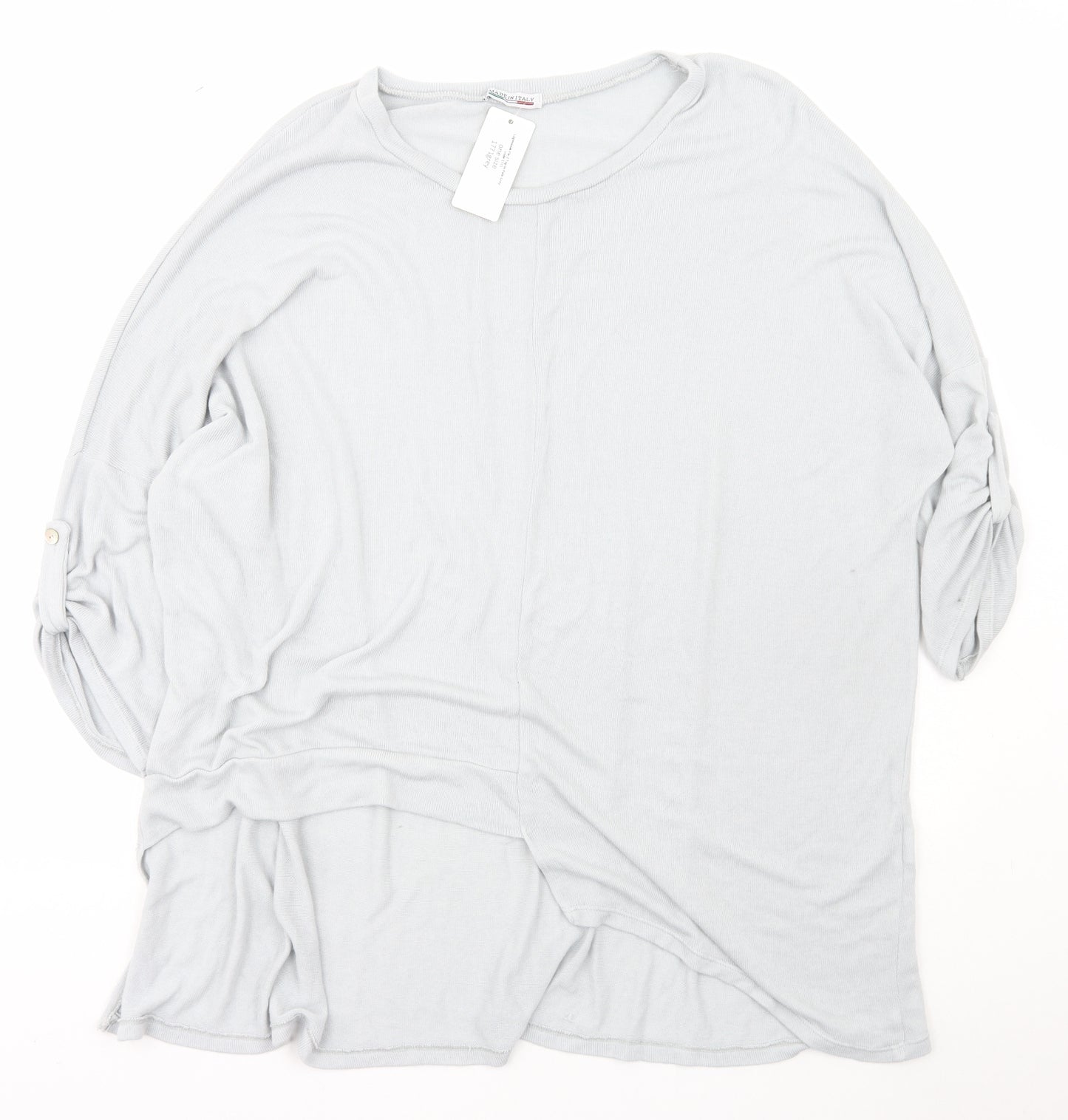 Made in Italy Womens Grey Boat Neck  Viscose Pullover Jumper One Size
