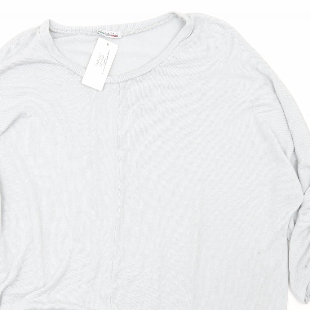 Made in Italy Womens Grey Boat Neck  Viscose Pullover Jumper One Size