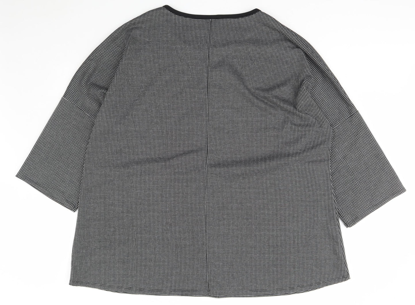 Made in Italy Womens Black Scoop Neck Check Polyester Pullover Jumper One Size